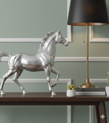 حصان برونزي مع ذيل طويل