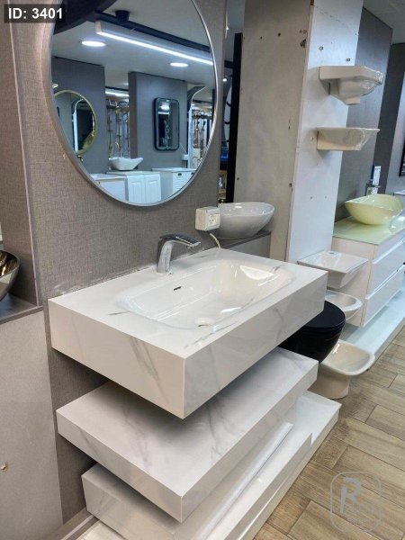 مغسلة بورسلان 60 سم ابيض موشح -st-204