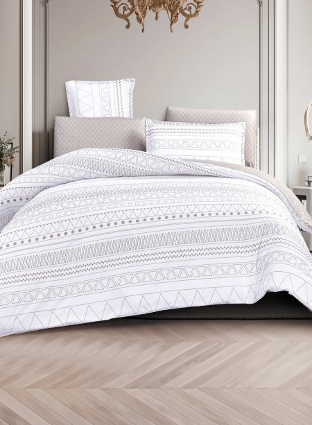 طقم ملاحف دبل فيس مجوز atlantic 1 ابيض مخطط