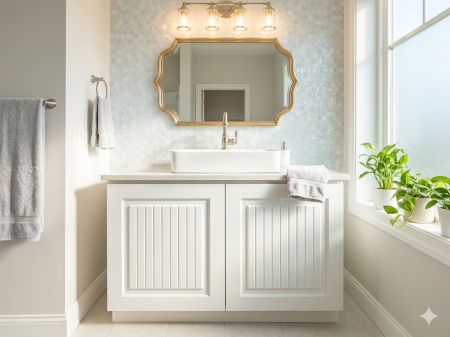 خزانة 60 سم  * 40 سم دفتين برواز مخطط كريمي