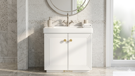 خزانة 60 سم دفتين لون ابيض  شفرة محززة