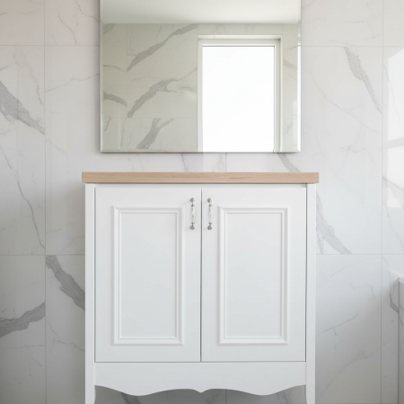 خزانة 80سم دفتين برواز ابيض + بلاطة + اجرين