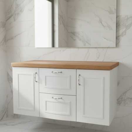 خزانة 110سم جارورين + دفتين + بلاطة ابيض