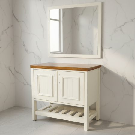 خزانة 80سم دفتين برواز كريمي + بلاطة + سلم 25-2127