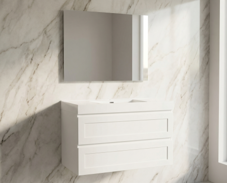 خزانة 80 سم جارورين لون ابيض يد انتجرالي