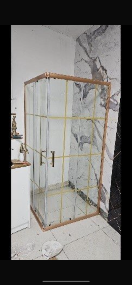 شاور 90*90 مربع ذهبي باب سحاب