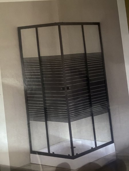 شاور زجاج 80*80 مخطط مربع اسود