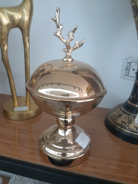 مضيفة زجاج غطا نحاس ذهبي