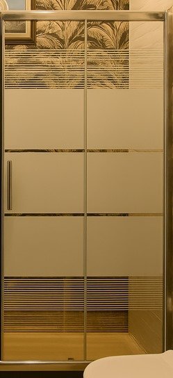 شاور زجاج مستقيم اسباني 130-140 مخطط دفة + باب سحب