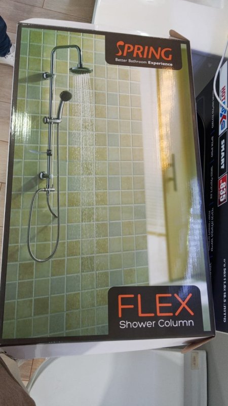 طقم ستاند دوش راس مدور + يد مع بربيش وتحويلة flex