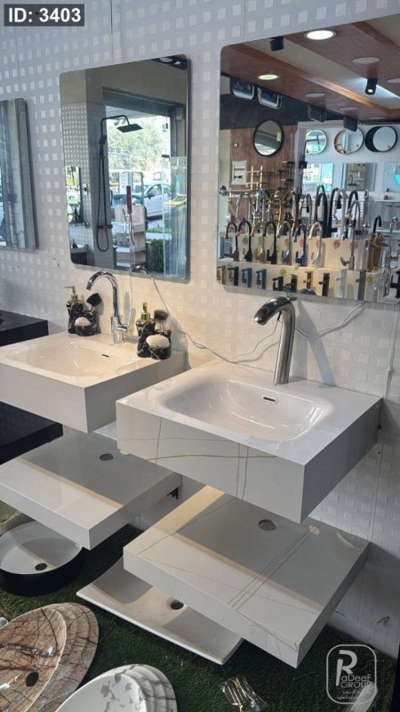 مغسلة بورسلان 80 سم ابيض موشح -st-204